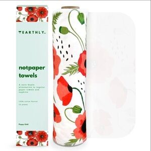 [NWT!] Earthly - Poppy Fields Washable Cotton Reusable Un-Paper Towels | 10-Pack